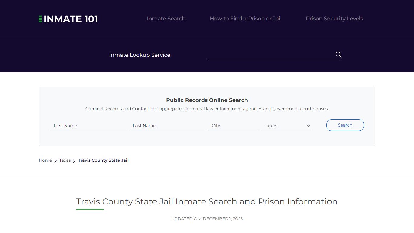 Travis County State Jail Inmate Search, Visitation, Phone no. & Mailing ...
